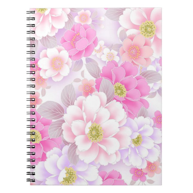 Caderno Espiral Flores Rosa Doce (Frente)