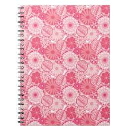 Caderno Espiral Flores rosa e Pianos
