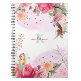Caderno Espiral Flores Rosa E Professores De Fadas