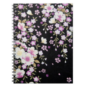 Caderno Espiral Flores Rosa em Cascata Faltadas