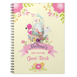 Caderno Espiral Flores Rosa, Ovos, Flamingo E Coalhada