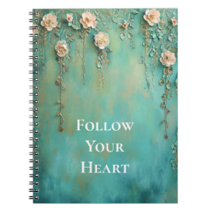Caderno Espiral Flores Rosa Românticas Pintadas com Lente