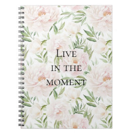 Caderno Espiral Flores Rosa Romântico Bege