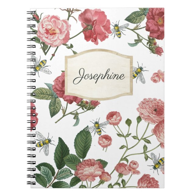 Caderno Espiral Flores Rosa Rosa Rosa Rosa Rosa Rosa Rosa Rosa Ros (Frente)