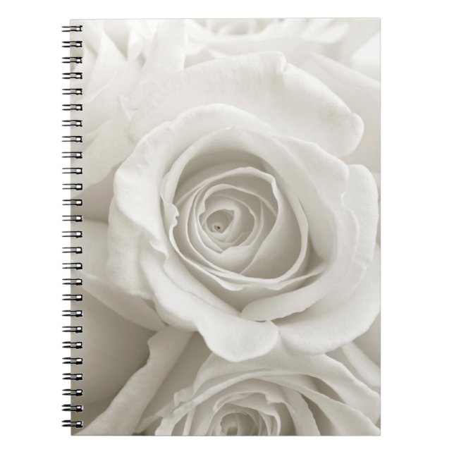 Caderno Espiral Flores | Rosas brancas (Frente)