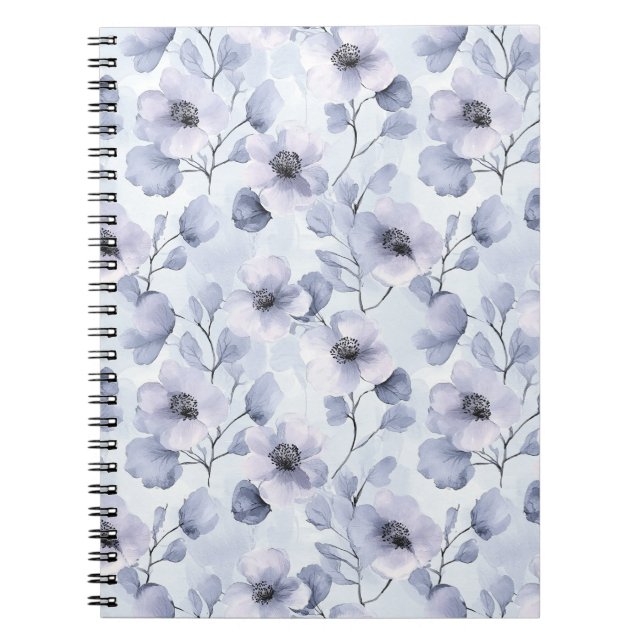 Caderno Espiral Flores Roxas bonito (Frente)