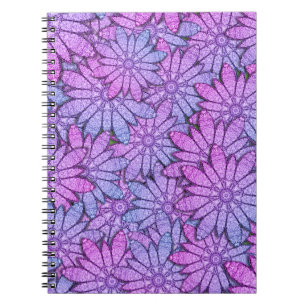 Caderno Espiral Flores roxas divertidas