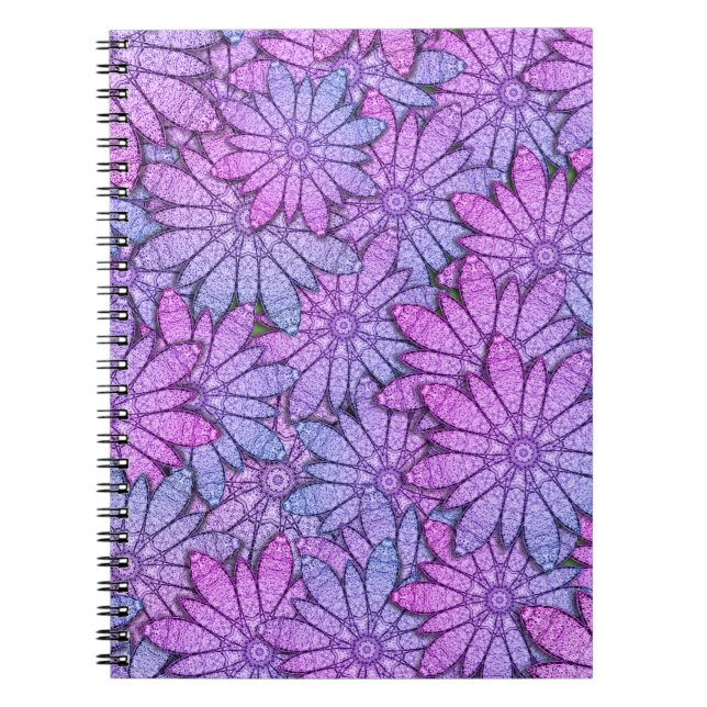 Caderno Espiral Flores roxas divertidas (Frente)