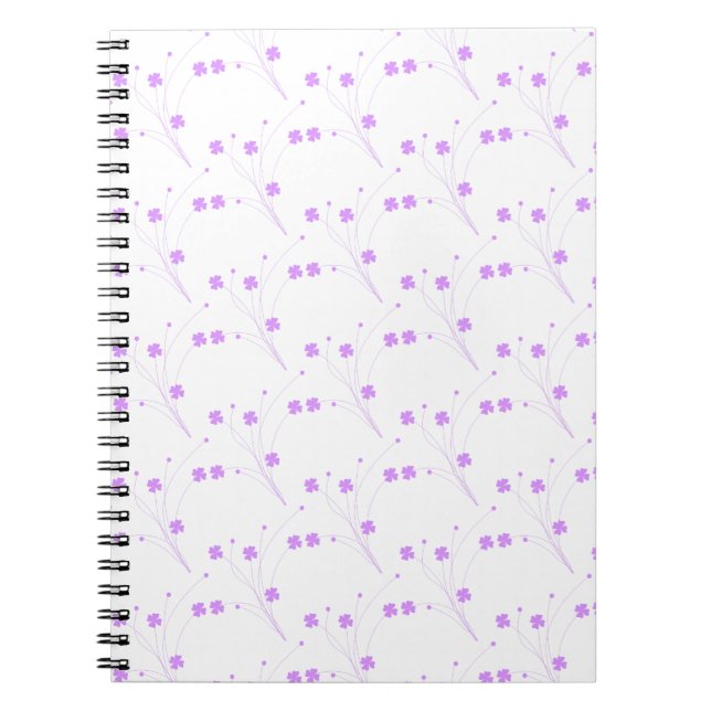 Caderno Espiral Flores Roxas Lilás, Impressão Floral Pequeno Paste (Frente)