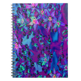 Caderno Espiral Flores-Sedum Sucultas em Teal, Magenta e Azul