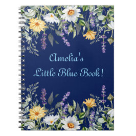 Caderno Espiral Flores Selvagens de Marinho Azul-Bonito Personaliz
