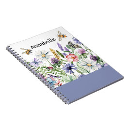 Caderno Espiral Flores selvagens e abelhas
