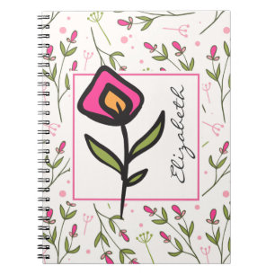 Caderno Espiral Flores selvagens - Pétalas cor-de-rosa e laranja