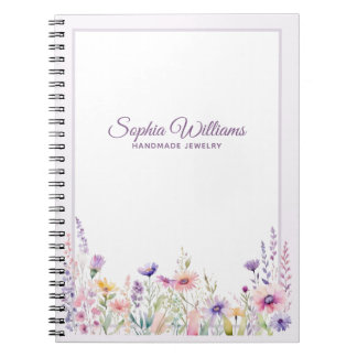 Caderno Espiral Flores Silvestres Bonitas Fronteira Joias