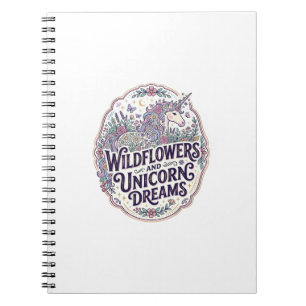 Caderno Espiral Flores Silvestres de Unicórnio e Sonhos de Unicórn