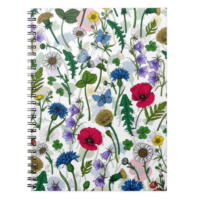 Caderno Espiral Flores silvestres em branco (Frente)