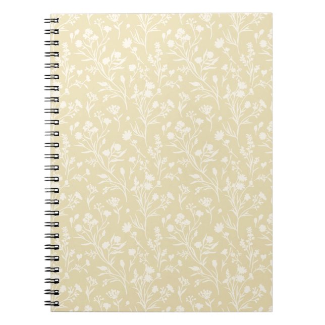 Caderno Espiral Flores Susurrantes Neutro - Trigo Dourado (Frente)