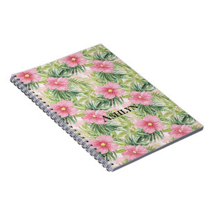 Caderno Espiral Flores Tropicais Rosa