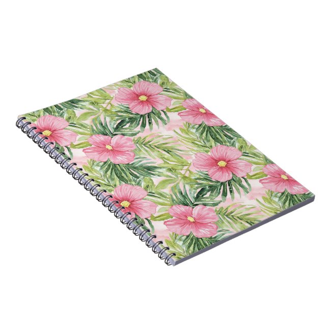 Caderno Espiral Flores Tropicais Rosa (Lado Direito)