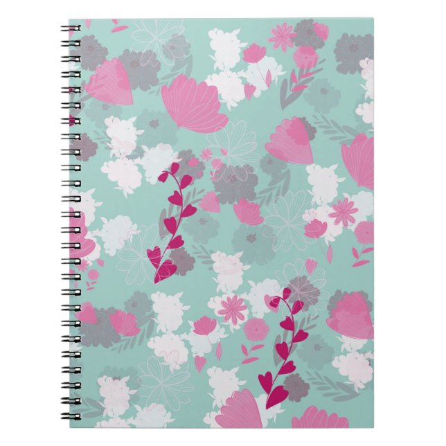 Caderno Espiral flores verdes (Frente)
