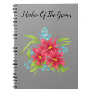 Caderno Espiral Flores vermelhas sem costura, desenhos florais b