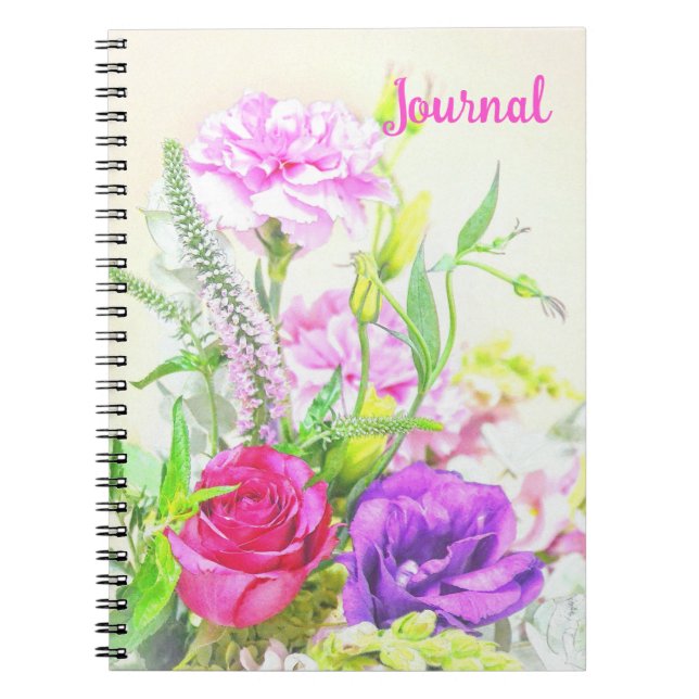 Caderno Espiral Flores Vintage Stye Buquê Notebook (Frente)