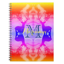 Caderno Espiral Floresta Arco-íris Fantasia Sonho Cervo