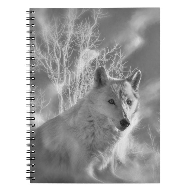 CADERNO ESPIRAL FLORESTA BRANCA DE LOBO BRANCO (Frente)
