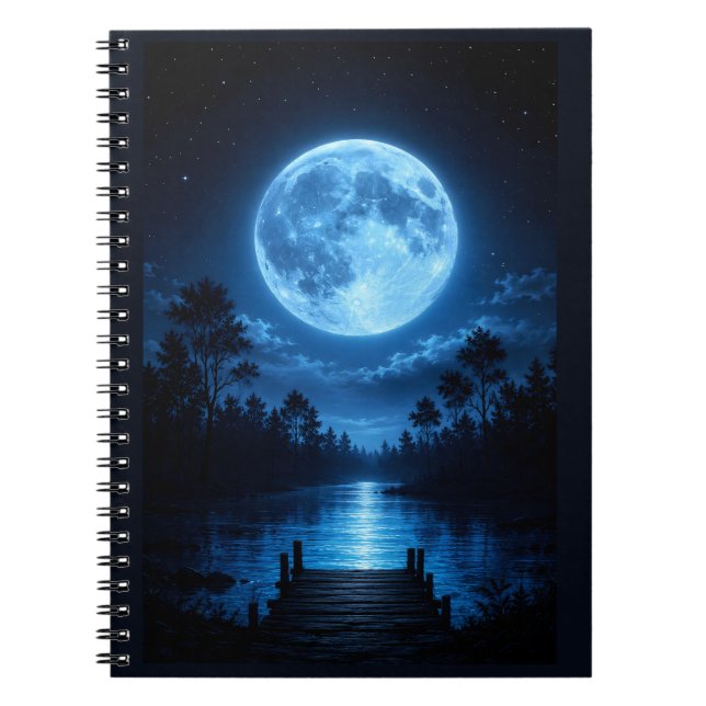 Caderno Espiral Floresta Celestial Iluminada pela Lua Estética Ref (Frente)