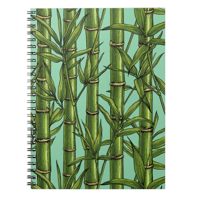 Caderno Espiral Floresta de bambu em azul claro (Frente)