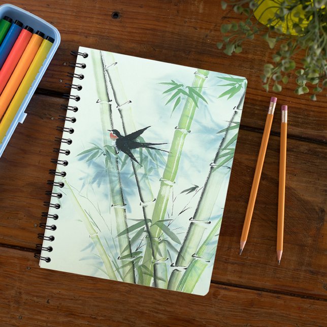 Caderno Espiral Floresta de Bambu - verde (Criador carregado)
