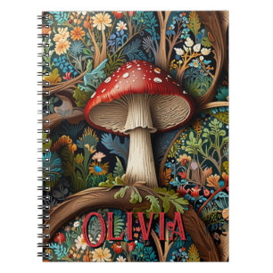 Caderno Espiral Floresta de cogumelos Elegante-vintage