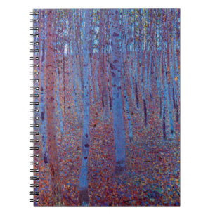 Caderno Espiral Floresta de faia por Gustav Klimt, Vintage Art Nou