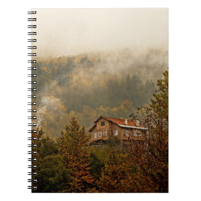 Caderno Espiral Floresta de Madeira: Cena Tranquila (Frente)