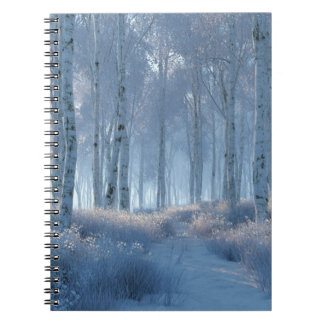 Caderno Espiral Floresta de Neve Radiante de Bétula
