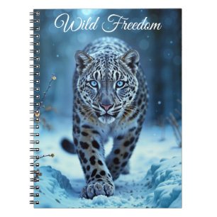 Caderno Espiral Floresta encantada de leopardo-da-neve selvagem