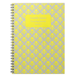 Caderno Espiral Floresta Francesa Personalizada Amarelo e Cinzas