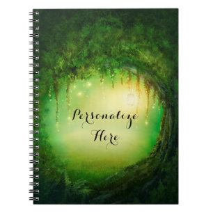 Caderno Espiral Floresta Sonhadora Encantada & Luzes Rústico Perso