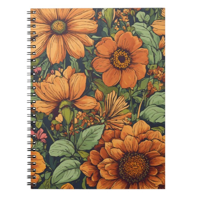 Caderno Espiral Florestais cor de laranja quente (Frente)