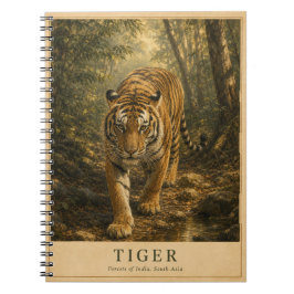Caderno Espiral Florestas de Tigres da Índia VINTAGE