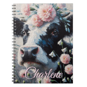 Caderno Espiral Florestas de Vaca de Holstein Personalizadas pela 