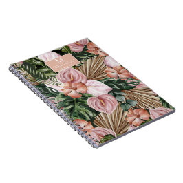 Caderno Espiral Florestas Tropicais Folhas da floresta tropical Fl