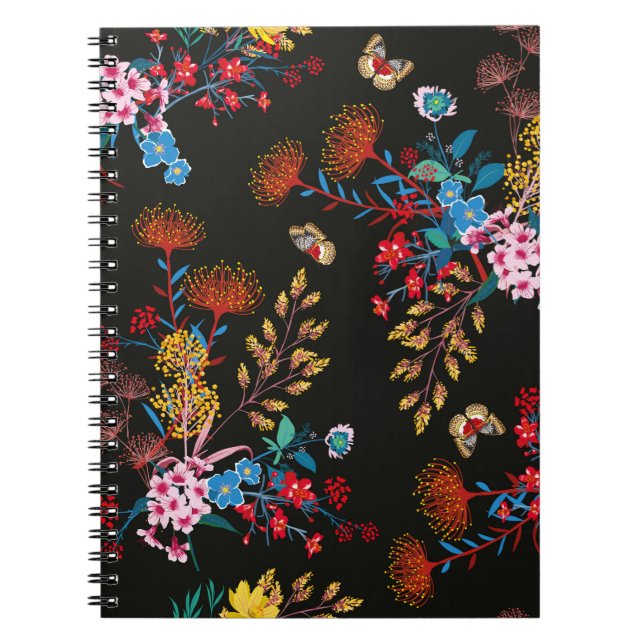 Caderno Espiral Flórida e borboletas do Elegant Blooming Garden  (Frente)
