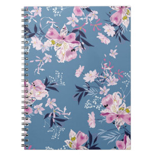 Caderno Espiral Flórida suave e delicada do Jardim Florestal de Sa