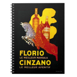 Caderno Espiral Florio Cinzano Vintage Poster Europe