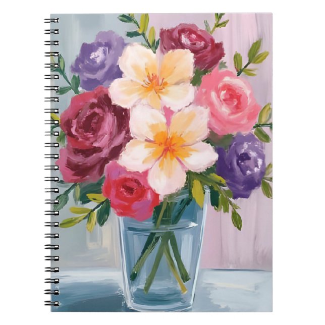 Caderno Espiral Flower Bouquet Watercolor Floral Painting (Frente)
