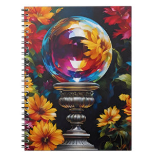 Caderno Espiral Flowers Crystal Ball Pedestal