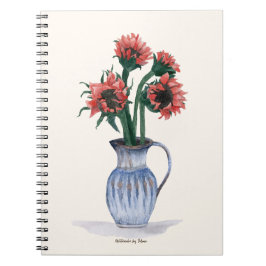 Caderno Espiral Flowers in a Vase Watercolor