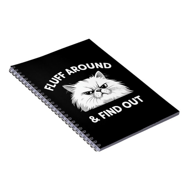 Caderno Espiral Fluff Around Funny Sarcastic Cat Lady Quote Humor  (Lado Direito)