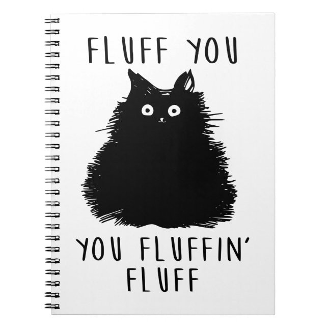 Caderno Espiral Fluff Você Desenho De Gato Preto (Frente)